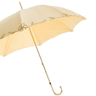 Ivory woman handmade Italian brass handle double cloth umbrella side