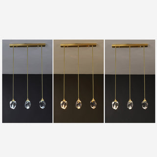 Lámpara de araña de cristal moderna – Elegante lámpara de araña con diseño de gotas de lluvia y colgante dorado