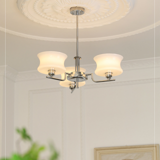 Elegant brass glass chandelier chrome gold dining room lamp
