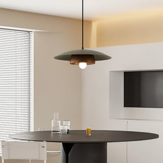 Flying saucer pendant side view — Nordic modern iron fixture
