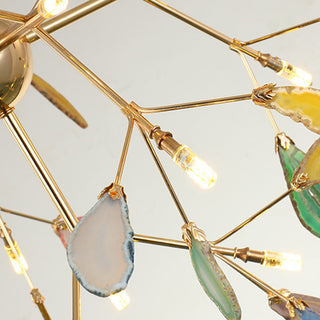 Agate Nordic chandelier luxury metal frame ceiling close-up