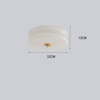 Art Deco Ceiling Light - LED Cream Cake Lamp With Glass Shade & Jade Finish