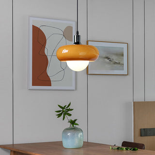 Bauhaus pendant lamp with coffee-colored glass dome