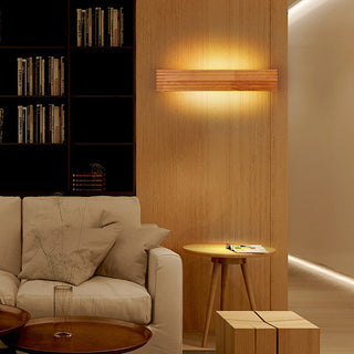Rustic wood LED bathroom vanity wall lamp — sconce fixture