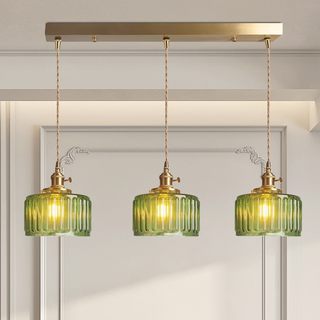Retro pendant lamp with single clear glass shade