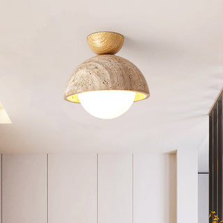 Industrial stone finish ceiling light yellow – dining room