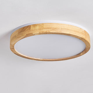 Natural wood round ceiling light LED frame – living room