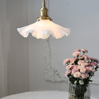 Vintage brass pendant lamp — Nordic glass kitchen light