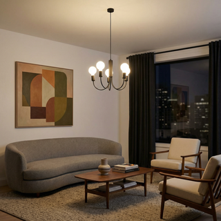 Minimalist Black Chandelier – Modern Ceiling Light | 5 Bulb Fixture by Lumavera