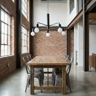 Lustre industriel noir – Suspension moderne à 5 ampoules pour éclairage de salon