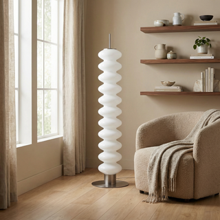 Contemporary Floor Lamp – Adjustable LED Lighting With Dimmer | Acrylic Chrome Finish