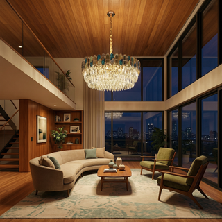 Modern Chandelier – Black and Gold Luxury Ceiling Light with Opal Glass Diffuser