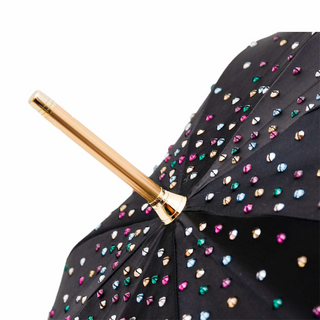 Luxury Swarovski handmade Italian brass handle crystal umbrella top view