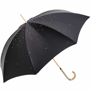 Luxury Swarovski handmade Italian brass handle crystal canopy umbrella side