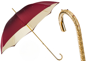 Burgundy Swarovski designer handmade Italian double cloth brass umbrella front