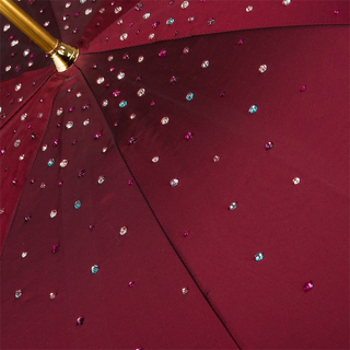Burgundy Swarovski designer handmade Italian double cloth umbrella handle