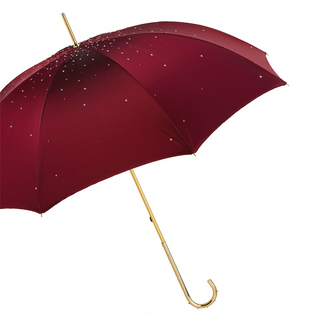 Burgundy Swarovski designer handmade Italian double cloth brass umbrella side