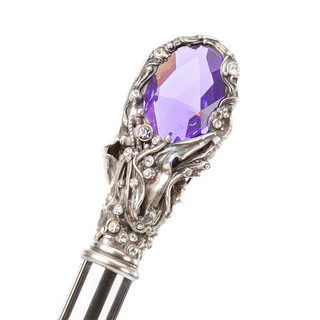 Swarovski purple gem handmade Italian double cloth umbrella canopy