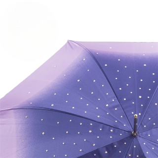 Swarovski purple gem handmade Italian double cloth umbrella top view