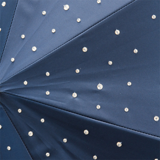 Blue Swarovski manual handmade Italian gem handle umbrella top view