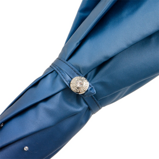 Blue Swarovski manual handmade Italian gem handle umbrella back view
