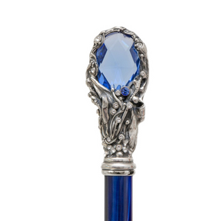 Blue Swarovski manual handmade Italian gem handle umbrella canopy