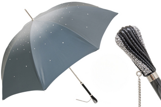 Swarovski crystal grey handmade Italian double cloth elegant umbrella front