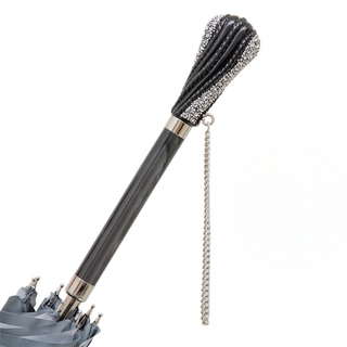 Swarovski crystal grey handmade Italian double cloth umbrella canopy