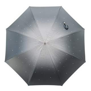 Swarovski crystal grey handmade Italian double cloth elegant umbrella side
