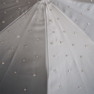 Swarovski crystal grey handmade Italian double cloth umbrella detail
