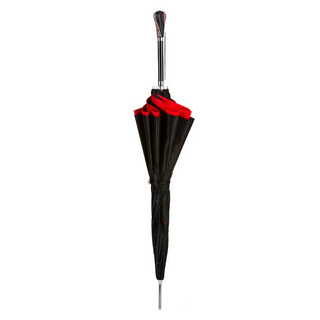 Swarovski black double cloth red interior handmade Italian umbrella close-up