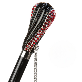 Swarovski black double cloth red interior umbrella canopy detail