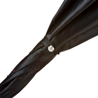 Swarovski black double cloth red interior umbrella handle close-up