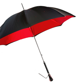 Swarovski black double cloth red interior handmade Italian umbrella side