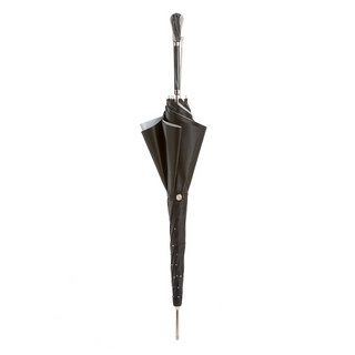 Black crystal Swarovski handmade Italian double cloth umbrella close-up