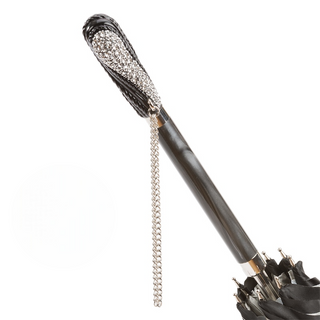 Black crystal Swarovski handmade Italian double cloth umbrella canopy