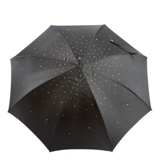Black crystal Swarovski handmade Italian double cloth luxury umbrella side
