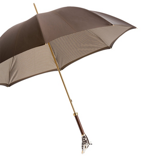 Enameled brass luxury handmade Italian double cloth manual umbrella side