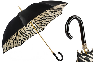Tiger striped luxury Italian women's umbrella front view