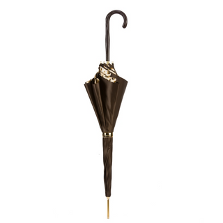 Luxury double cloth leather handle Italian women's umbrella close-up handle detail