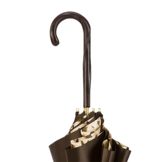 Luxury double cloth leather handle Italian women's umbrella canopy detail