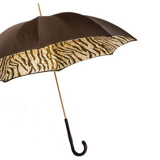 Luxury double cloth leather handle Italian women's umbrella side view