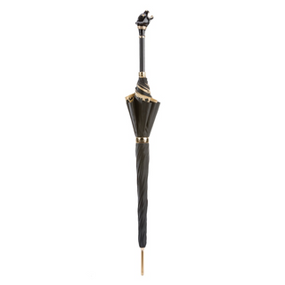 Enameled brass black panther handmade Italian umbrella close-up