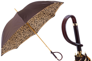 Brown speckled luxury Italian women's umbrella front view