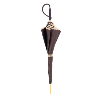 Brown speckled luxury Italian women's umbrella close-up handle detail