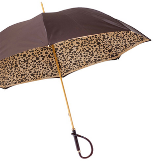 Brown speckled luxury Italian women's umbrella side view