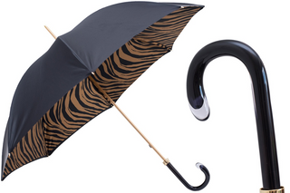 Brown zebra print luxury Italian women's umbrella front view
