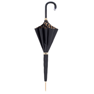 Brown zebra print luxury Italian women's umbrella close-up handle detail