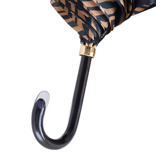 Brown zebra print luxury Italian women's umbrella open canopy