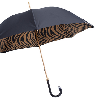 Brown zebra print luxury Italian women's umbrella side view